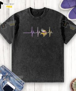Top Minnesota Vikings NFL Heartbeat Washed T-Shirt in purple, showcasing team spirit and style for fans.