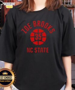 Top NC State Basketball Zoe Brooks Ladies Tee with number 35 and basketball design, perfect for fans.