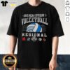 Top NCAA Division I Women's Volleyball Regionals 2025 T-shirt featuring Nebraska, Kansas, Texas A&M, and Louisville logos.