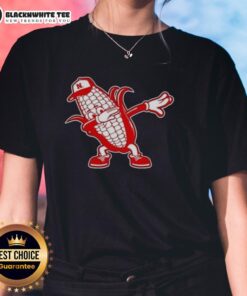 Top Nebraska Cornhuskers corn dabbing ladies tee showcasing vibrant team colors and playful design for fans.