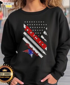 Top New England Patriots football sweatshirt featuring American flag design, perfect for fans and teachers alike.