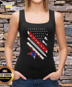 Top New England Patriots Football X Teacher American Flag Tank Top showcasing team spirit and patriotic design.