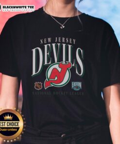 Vintage New Jersey Devils ladies tee featuring classic logo design for hockey fans, perfect casual wear.