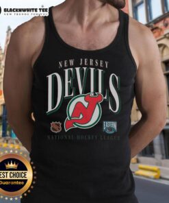 Vintage New Jersey Devils tank top featuring classic logo and design, perfect for hockey fans and nostalgic apparel lovers.
