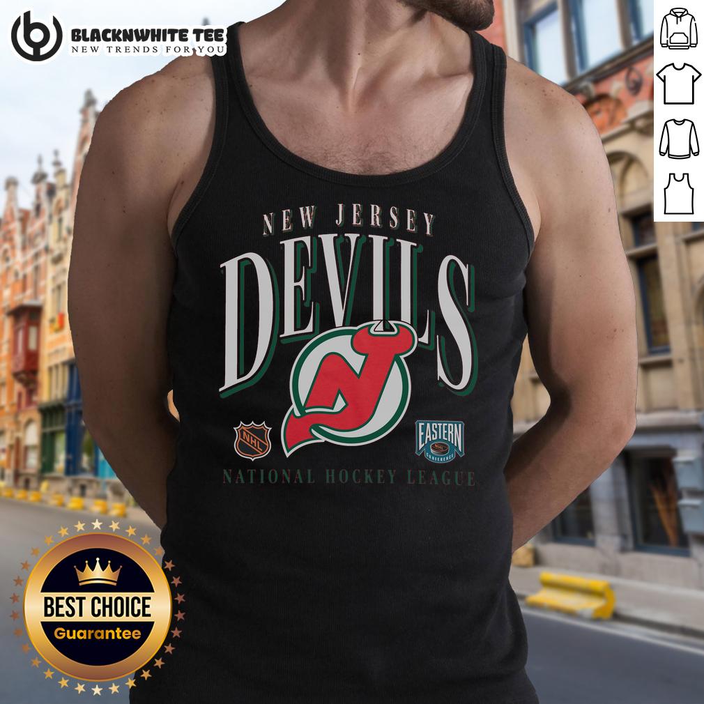 Top New Jersey Devils Vintage Crease Tank Top Vintage New Jersey Devils tank top featuring classic logo and design, perfect for hockey fans and nostalgic apparel lovers.
