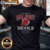 Vintage New Jersey Devils head-on t-shirt design featuring iconic logo, perfect for fans and collectors.