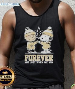 Top New Orleans Saints Charlie Brown and Snoopy Forever Tank Top celebrating fan spirit, perfect for game day wear.