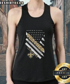 Alt Text: Top New Orleans Saints Football X Teacher American Flag Tank Top featuring vibrant colors and stylish design.