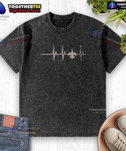 Top New Orleans Saints NFL heartbeat washed t-shirt featuring team colors and logo, perfect for fans and casual wear.