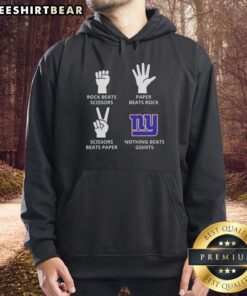 Alt Text: Top New York Giants hoodie featuring 'Nothing Beats Rock, Beats Scissors, Paper Beats Rock, Scissors Beats Paper' design.