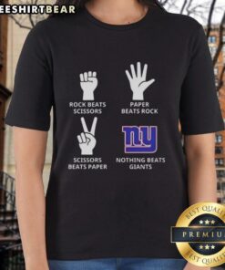 Top New York Giants ladies tee featuring 'Nothing Beats Rock, Scissors, Paper Beats Rock, Scissors Beats Paper' design.