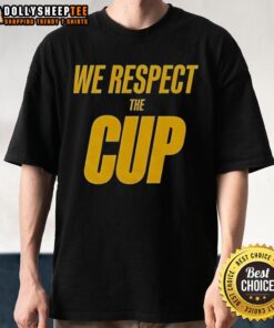 Top New York Knicks 2025 Cup Champions T-Shirt featuring 'We Respect The Cup' slogan in vibrant team colors.