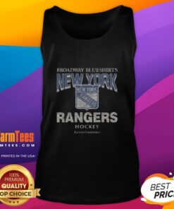 Alt Text: Stylish Top New York Rangers head-on tank top featuring team logo, perfect for fans and summer wear.