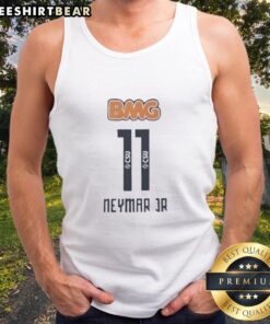 Alt Text: Top Neymar Jr 11 CSU Santos FC BMG Tank Top featuring vibrant colors and iconic design for soccer fans.