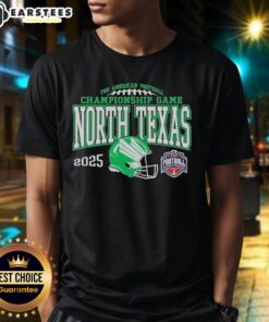 Top North Texas Mean Green 2025 AAC Football Championship Bound T-Shirt featuring vibrant team colors and logo design.
