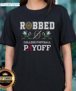 Top Notre Dame Fighting Irish and Alabama Crimson Tide CFP Playoff ladies tee featuring vibrant team colors and logo.