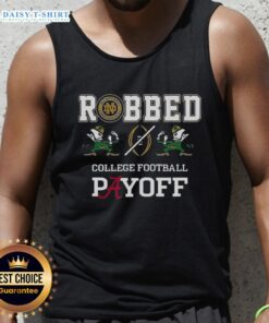 Alt Text: Stylish tank top featuring Notre Dame Fighting Irish and Alabama Crimson Tide logos for CFP playoff fans.