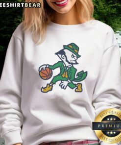 Top Notre Dame Leprechaun mascot logo sweatshirt featuring vibrant colors and classic design for fans and alumni.