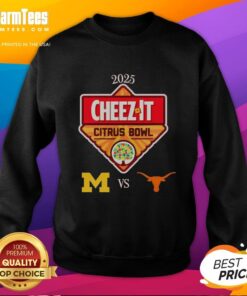 2025 Cheez-It Citrus Bowl sweatshirt featuring Michigan Wolverines vs Texas Longhorns at Camping World Stadium.