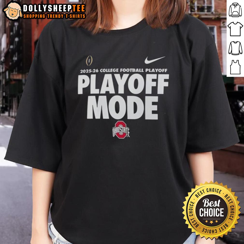 Top Ohio State Buckeyes Football College Football Playoff Mode 2025 2026 Ladies-Tee Top Ohio State Buckeyes Football College Football Playoff Mode 2025-2026 ladies tee in red, perfect for fans.