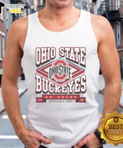 Alt Text: Ohio State Buckeyes heater tank top featuring vibrant team colors and logo, perfect for game day attire.