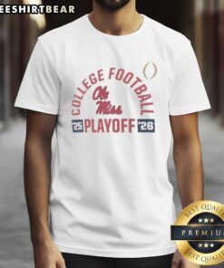 Top Ole Miss Rebels 2025-26 College Football Playoff Touchdown T-Shirt featuring team logo and vibrant colors.