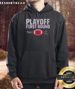 Alt Text: Top Ole Miss Rebels 2025 CFP First Round Winner Hoodie featuring team colors and logo, perfect for fans.