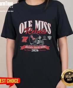 2026 Ole Miss Rebels CFP Quarterfinal Allstate Sugar Bowl ladies tee featuring team logo and vibrant design.