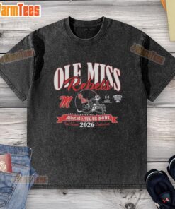 Top Ole Miss Rebels CFP Quarterfinal at the Allstate Sugar Bowl 2026 washed t-shirt featuring team logo and colors.