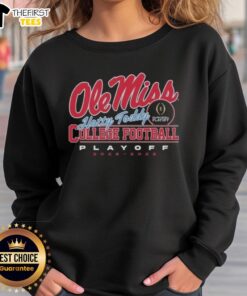 Top Ole Miss Rebels College Football Playoff 2025 Hotty Toddy sweatshirt featuring team colors and logo design.