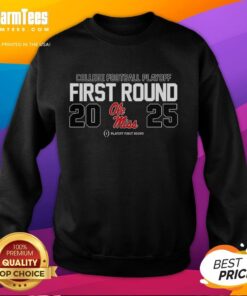 Ole Miss Rebels NCAA 2025 College Football Playoff First Round logo sweatshirt in vibrant colors.