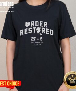 Ann Arbor Ladies Tee featuring stylish design and vibrant colors, perfect for fans and casual wear. Top Order Restored.