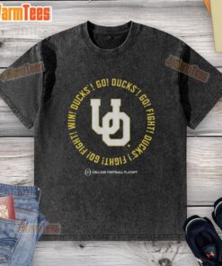 Oregon Ducks 2025-2026 College Football Playoff fight song washed t-shirt featuring team colors and logo. Perfect for fans!