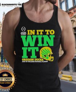 Oregon Ducks In It To Win It CFP 2025-26 helmet tank top, showcasing team spirit and style for fans.
