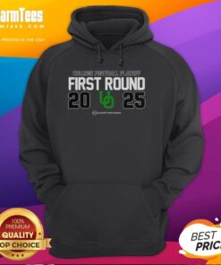 Top Oregon Ducks NCAA 2025 College Football Playoff First Round logo hoodie, showcasing team spirit and style.