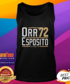 Top Orr Esposito 72 Bobby Orr Bruins Legends tank top featuring iconic hockey graphics and vibrant team colors.