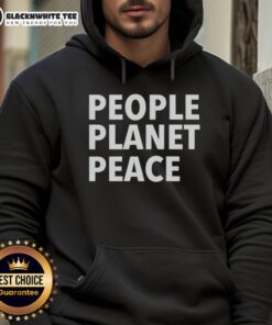 Top People Planet Peace Hoodie featuring a vibrant design promoting sustainability and harmony in fashion.