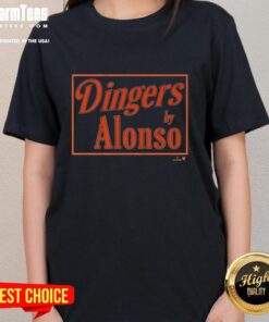 Top Pete Alonso Baltimore Dingers sign on a ladies tee, showcasing team spirit and fan pride in vibrant colors.