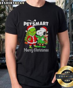 Top Petsmart X Grinch and Snoopy Merry Christmas T-Shirt featuring festive designs for holiday pet lovers.