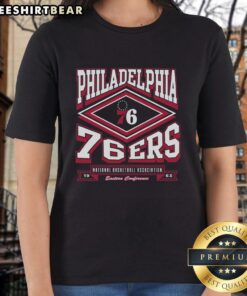 Top Philadelphia 76ers Heater Ladies Tee in vibrant colors, perfect for female fans showcasing team spirit and style.
