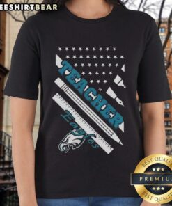 Top Philadelphia Eagles Football X Teacher American Flag Ladies Tee featuring a stylish design for female fans.
