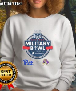 2025 Military Bowl sweatshirt featuring Pittsburgh Panthers vs. East Carolina Pirates logo and vibrant team colors.