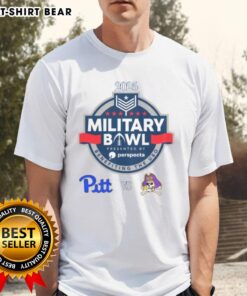 Alt Text: 2025 Military Bowl T-Shirt featuring Pittsburgh Panthers vs. East Carolina Pirates design, perfect for fans.