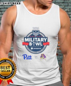 2025 Military Bowl tank top featuring Pittsburgh Panthers vs. East Carolina Pirates design, perfect for fans and supporters.