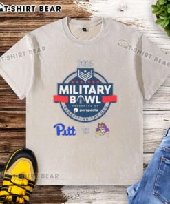 Alt Text: 2025 Military Bowl Washed T-Shirt featuring Pittsburgh Panthers vs. East Carolina Pirates graphic design.