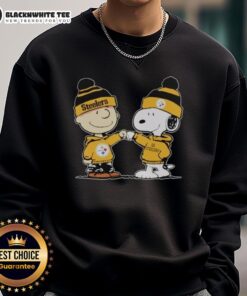 Alt Text: Pittsburgh Steelers Snoopy and Charlie Brown best friends sweatshirt featuring vibrant team colors and playful design.