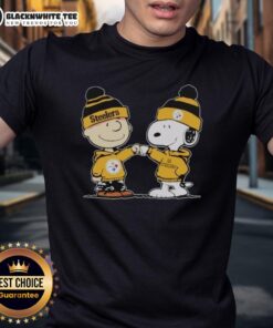 Alt Text: Pittsburgh Steelers Snoopy and Charlie Brown Best Friends T-Shirt featuring playful graphics and team colors.