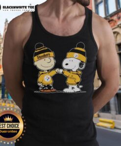 Alt Text: Top Pittsburgh Steelers Snoopy and Charlie Brown best friends tank top featuring vibrant graphics and team colors.