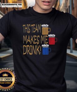 Top Pittsburgh Steelers 'This Team Makes Me Drink' T-Shirt featuring bold graphics and a sporty design for fans.