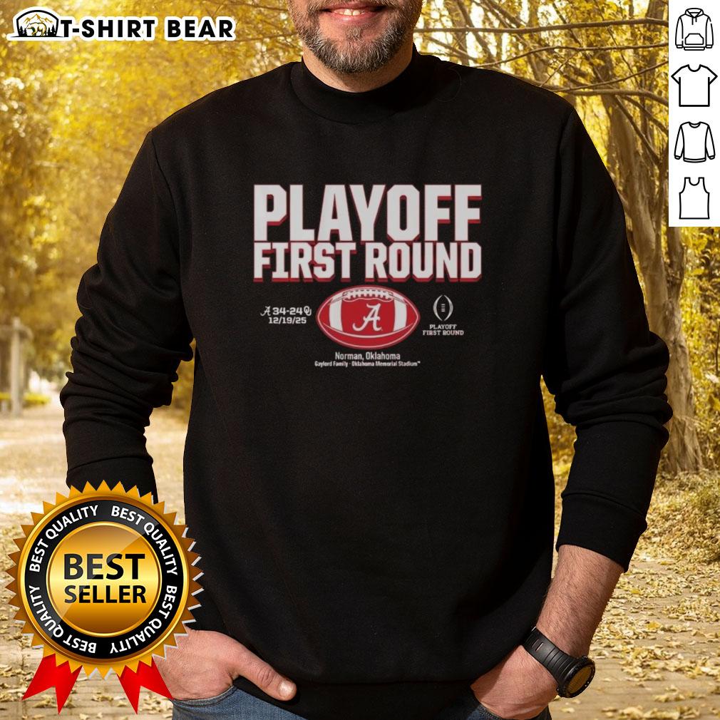 Top Playoff First Round Alabama Crimson Tide 2025 Cfp Winner Sweatshirt Top Playoff First Round Alabama Crimson Tide 2025 CFP Winner Sweatshirt showcasing team spirit and championship pride.